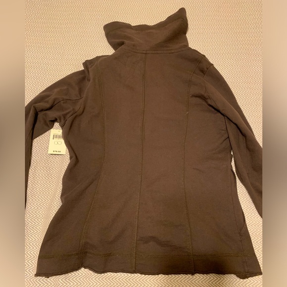 NWT Lucky Brand big collar cardigan with pockets. Size Large. Chocolate brown. - Picture 4 of 7